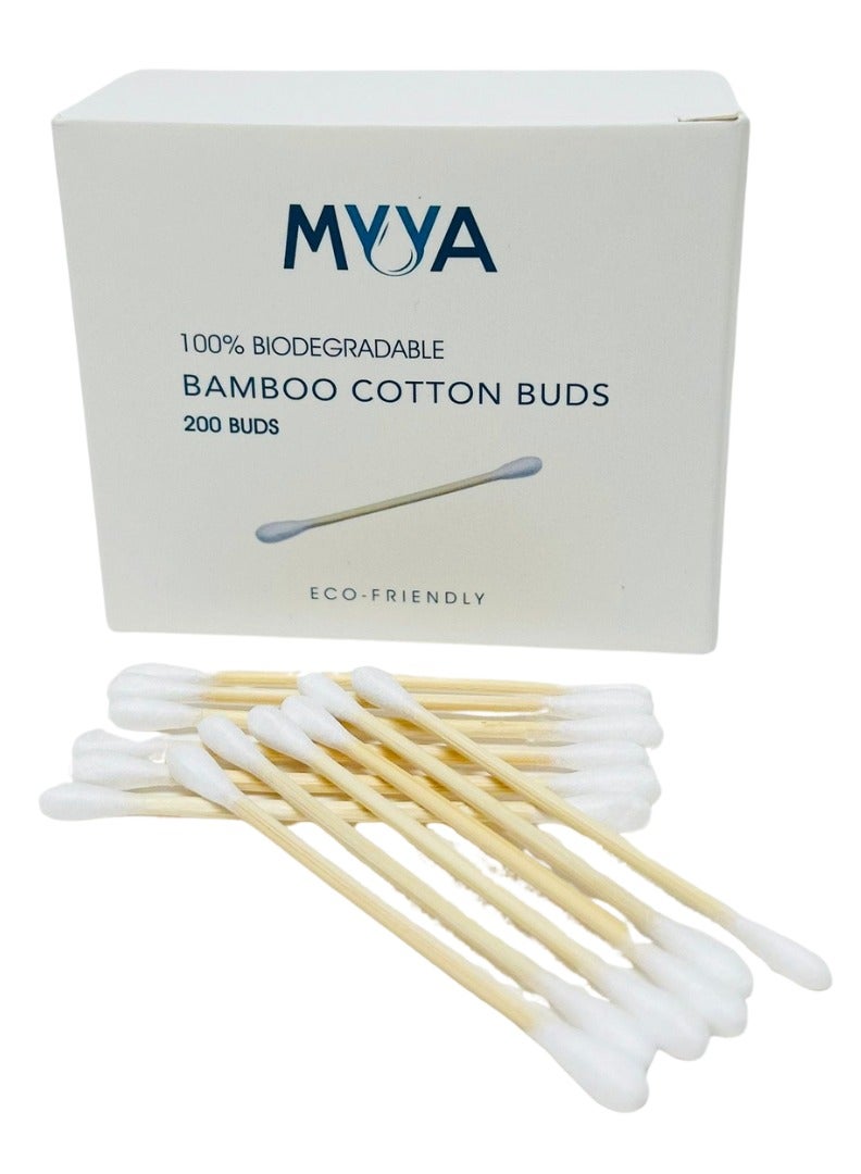 Myya Bamboo Cotton Earbuds |200 pcs | Cotton Buds suitable for Adults and Babies | Multipurpose Dual tip cotton buds with sustainable bamboo stick. - Image 5